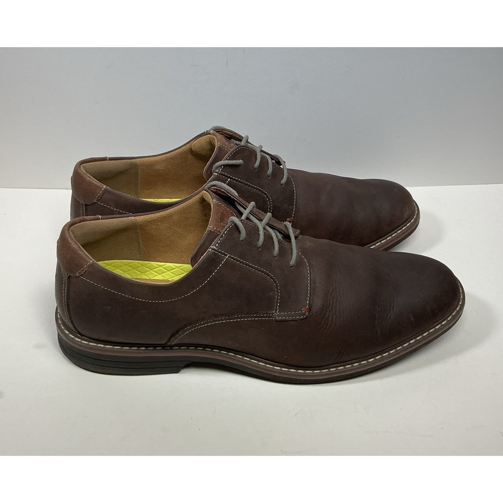 Florsheim Norwalk Plain Toe Oxford Brown Leather Shoes Comfortech Mens 13W - Picture 2 of 8